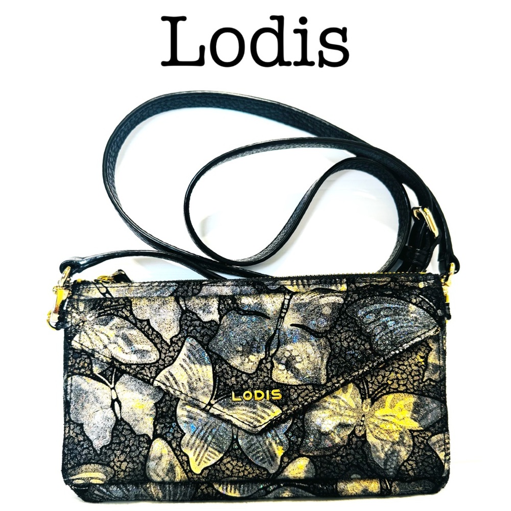 Lodis Black and Gold Butterfly Crossbody Bag